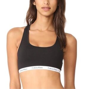 Calvin Klein Black Sports Bra with White Logo Band